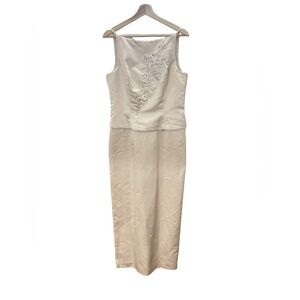 Michaelangelo Cream Maxi Dress with Beaded Detail
